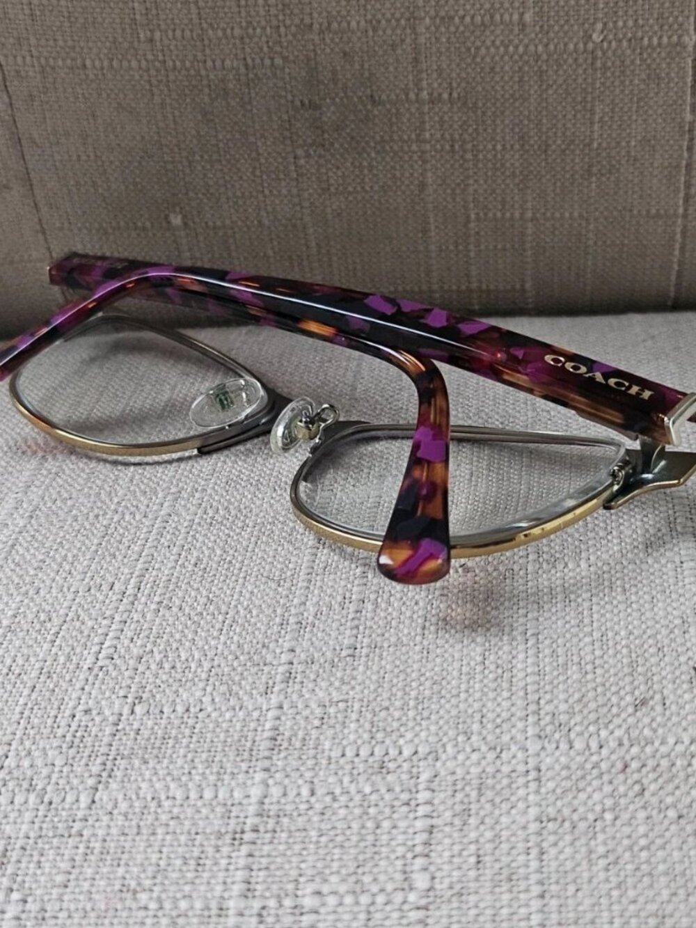 Coach Women Eyeglasses Frame Satin Prple Gold/Prple Confetti Eyewear Glasses - Picture 8 of 12